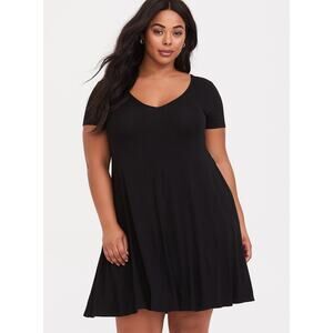 Torrid Black Super Soft Trapeze Dress Women's Size 4X V-Neck Casual Knit LBD